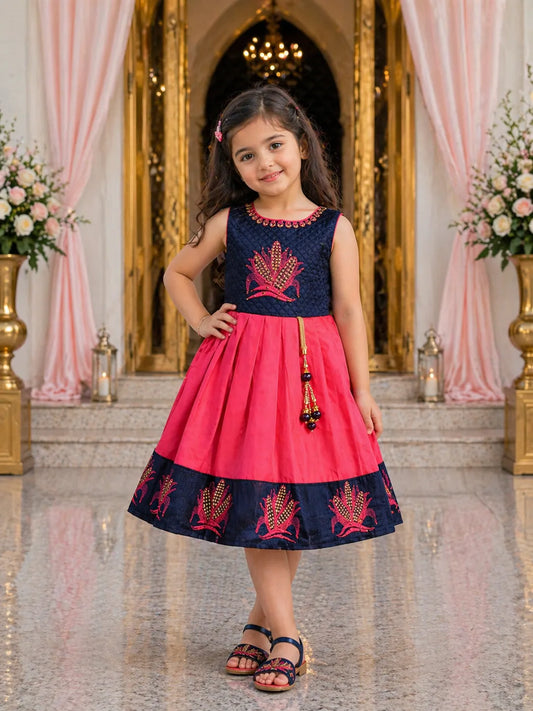 Jivzo Girls Frock Dress for Kids-fe3117pnk