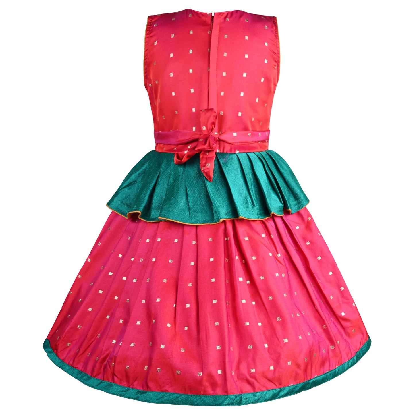 Girls Embroidered Sleeveless Fit and Flare Frock Dress