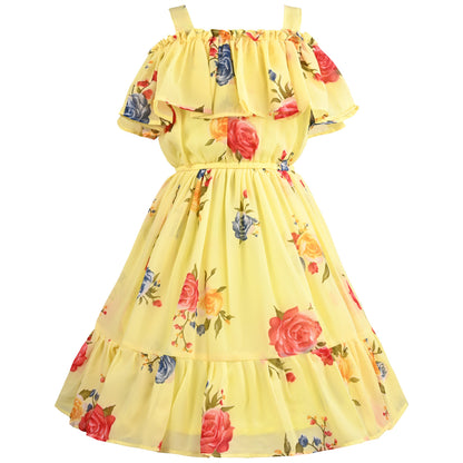 Girls Floral Print Fit and Flare Frock Dress
