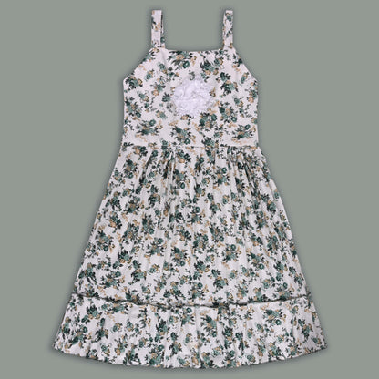 Girls Floral Print Tiered Dress with Shirt Top