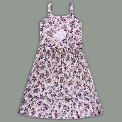 Girls Floral Print Tiered Dress with Shirt Top