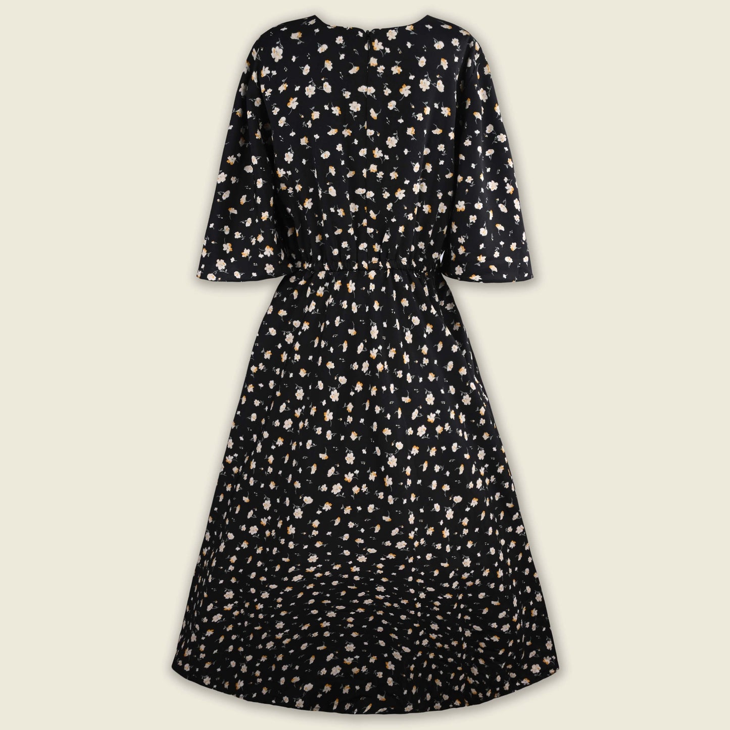 Girls Floral Print Flared Sleeve Casual Dress