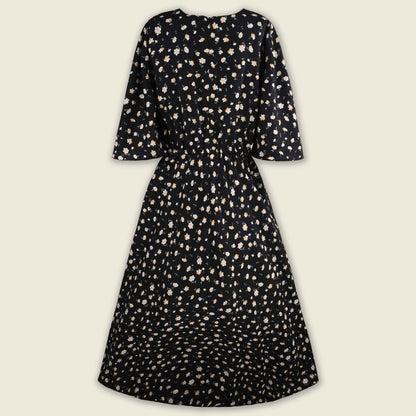 Girls Floral Print Flared Sleeve Casual Dress