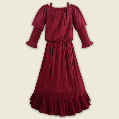 Girls Solid Off-Shoulder Tiered Casual Dress