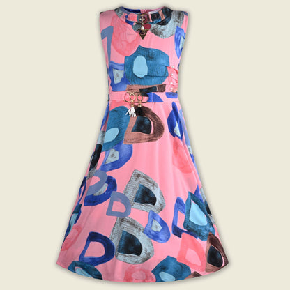 Girls Kaftan Style Casual Dress with Lace Embellishment