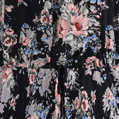 Girls Floral Printed Georgette Pleated Casual Dress