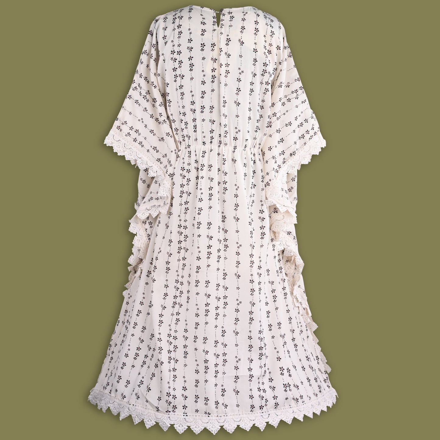 Girls Kaftan Style Casual Dress with Lace Embellishment