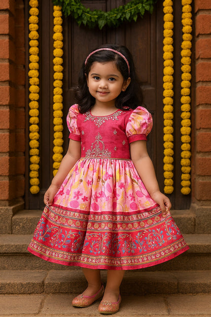 Girls Embellished Zari Embroidery Ethnic Dress fe3544