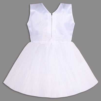 Stylish Net Party Dress for Girls â€“ Sleeveless Design with Embellished Lace and Sparkle Details