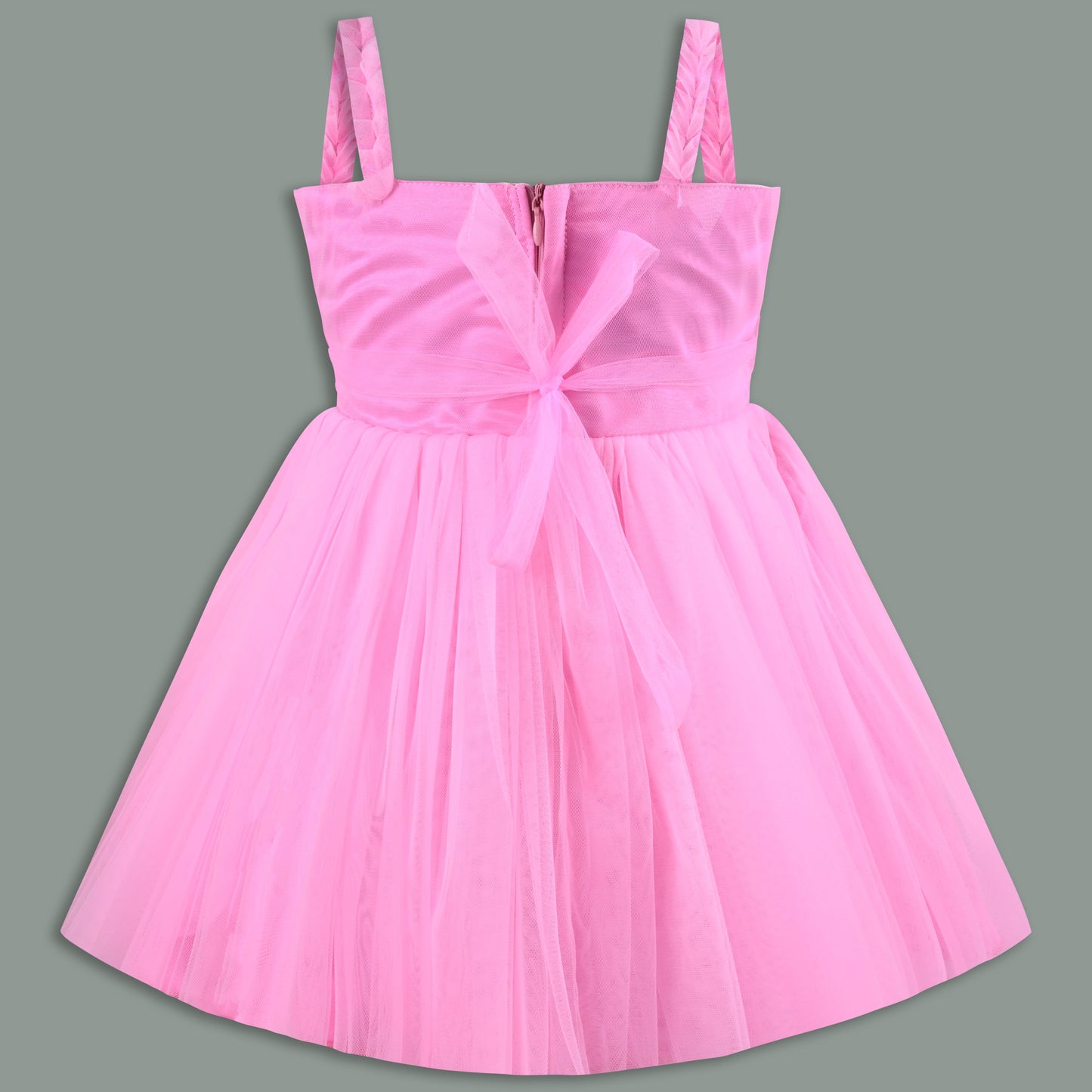 Baby Girls Net Party Wear Dress with Sequin Bow Design