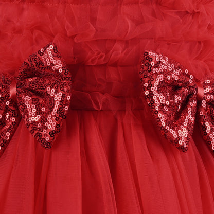 Baby Girls Net Party Wear Dress with Sequin Bow Design