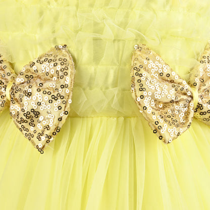 Baby Girls Net Party Wear Dress with Sequin Bow Design