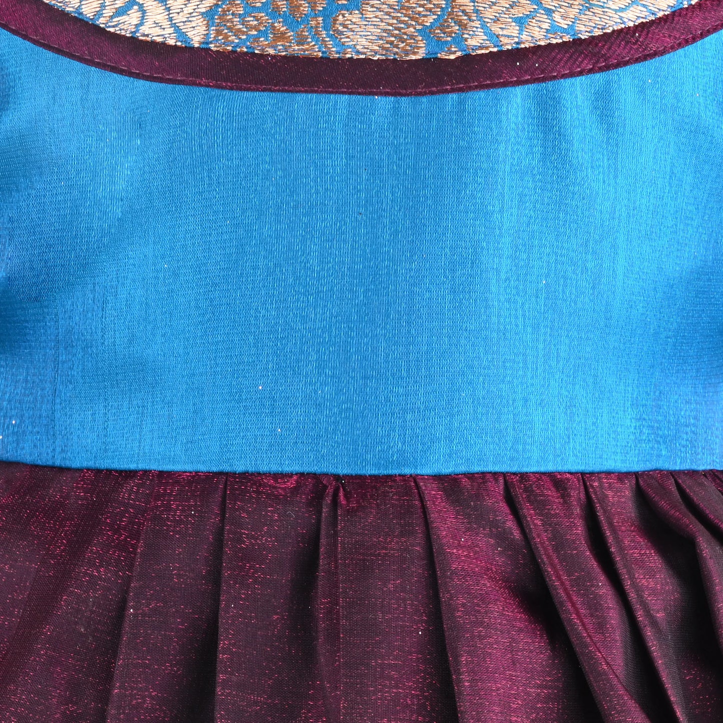 Girls Traditional Silk Party Frock – Banarasi Pattu Dress