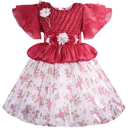 Buy Red Floral Winter Party & Birthday Baby Girls Dress Online | Christmas Baby girls dress 2025
