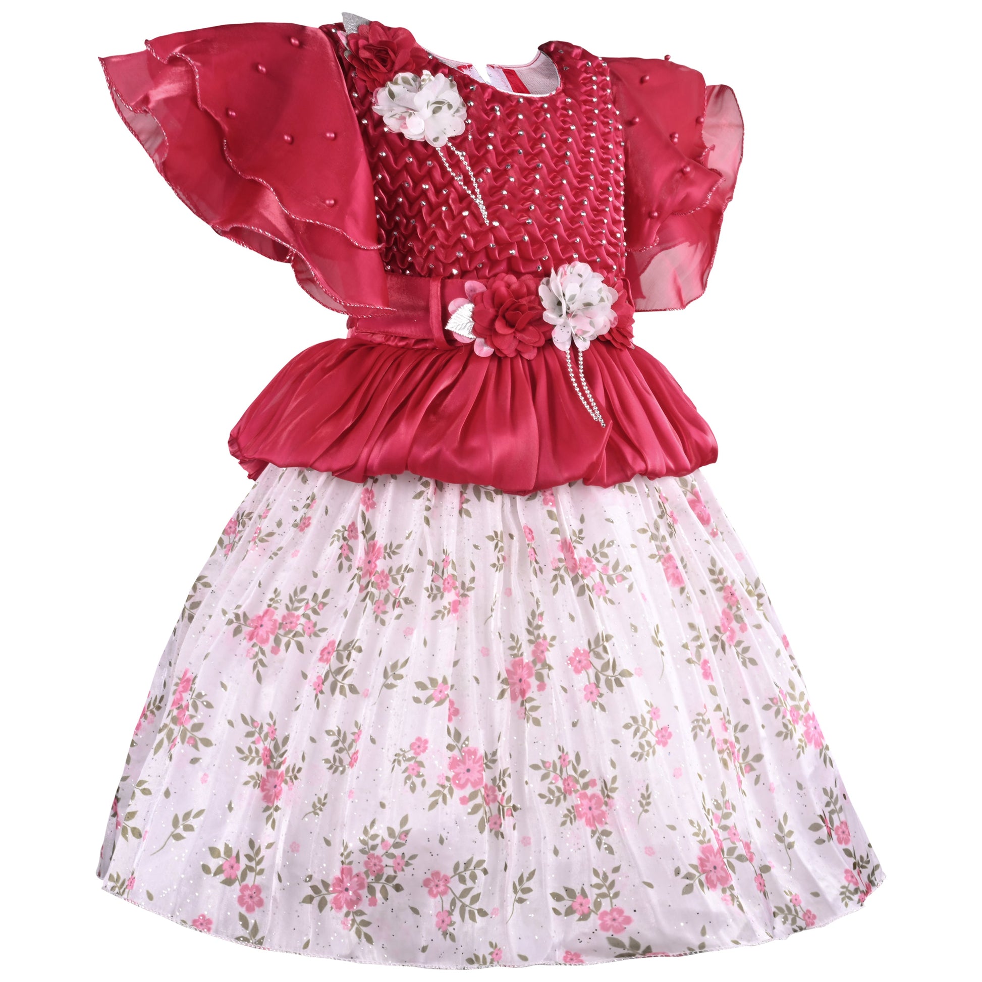Buy Red Floral Winter Party & Birthday Baby Girls Dress Online | Christmas Baby girls dress 2025
