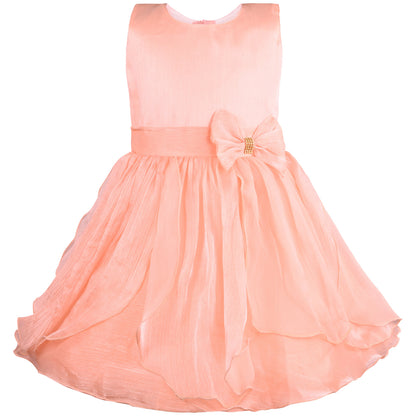 Girl Solid Sleeveless Knee Length Frock Dress