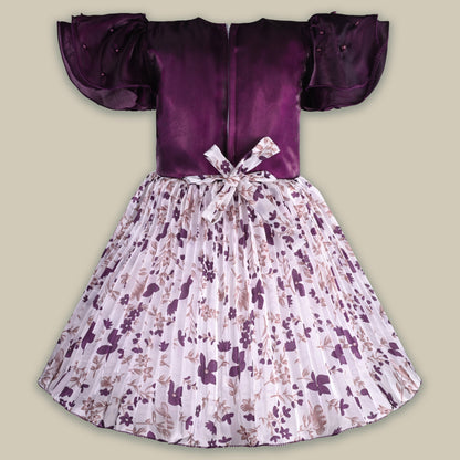 Girls Floral Embellished Printed Party Dress