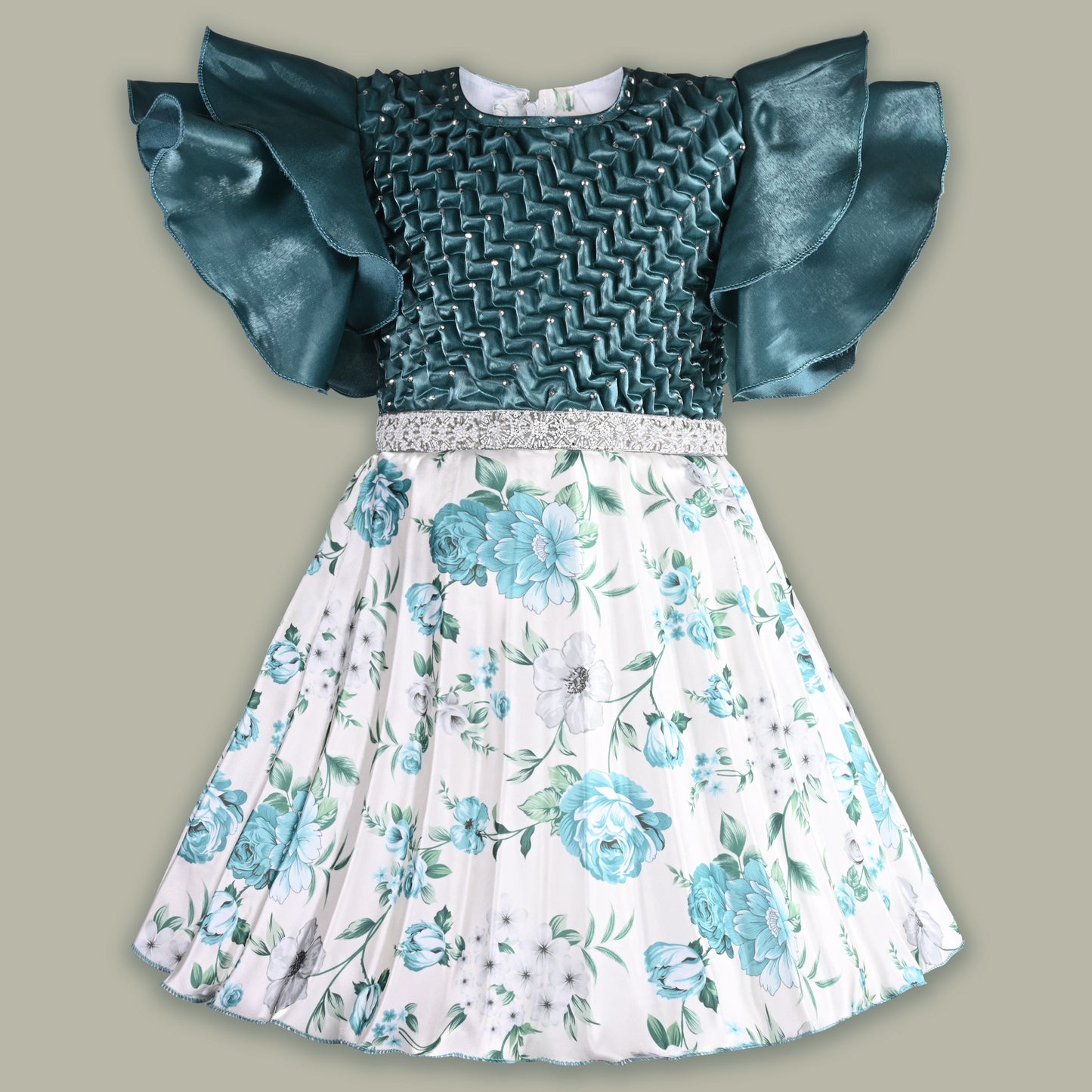 Girls Floral Print Fit and Flare Frock Dress