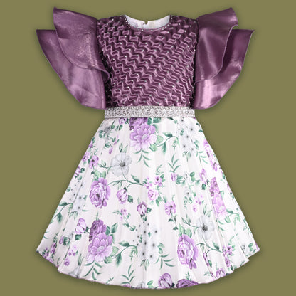Girls Floral Print Fit and Flare Frock Dress