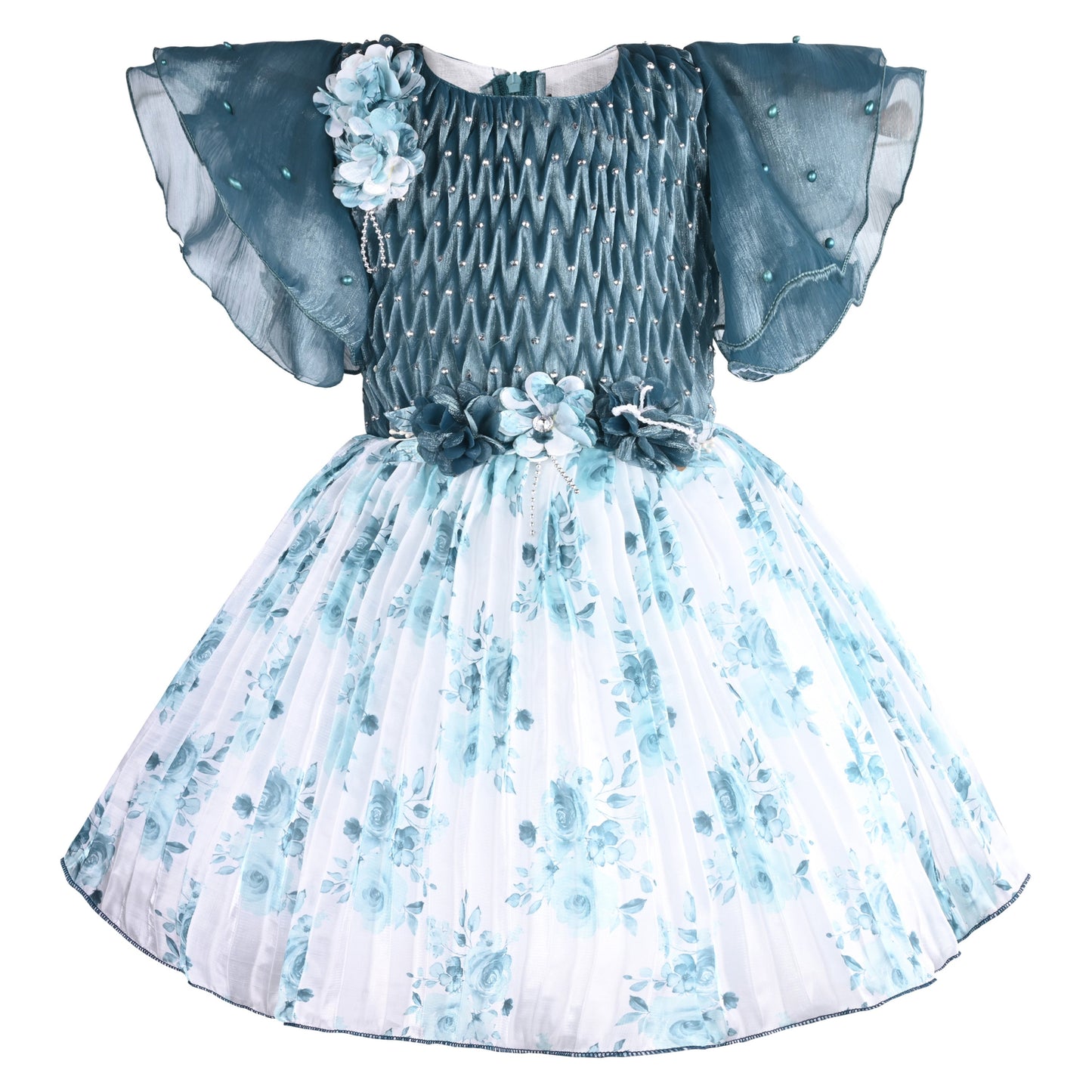 Girls Floral Print Fit and Flare Frock Dress