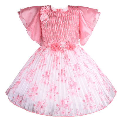 Girls Floral Print Fit and Flare Frock Dress