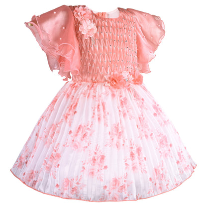 Girls Floral Print Fit and Flare Frock Dress