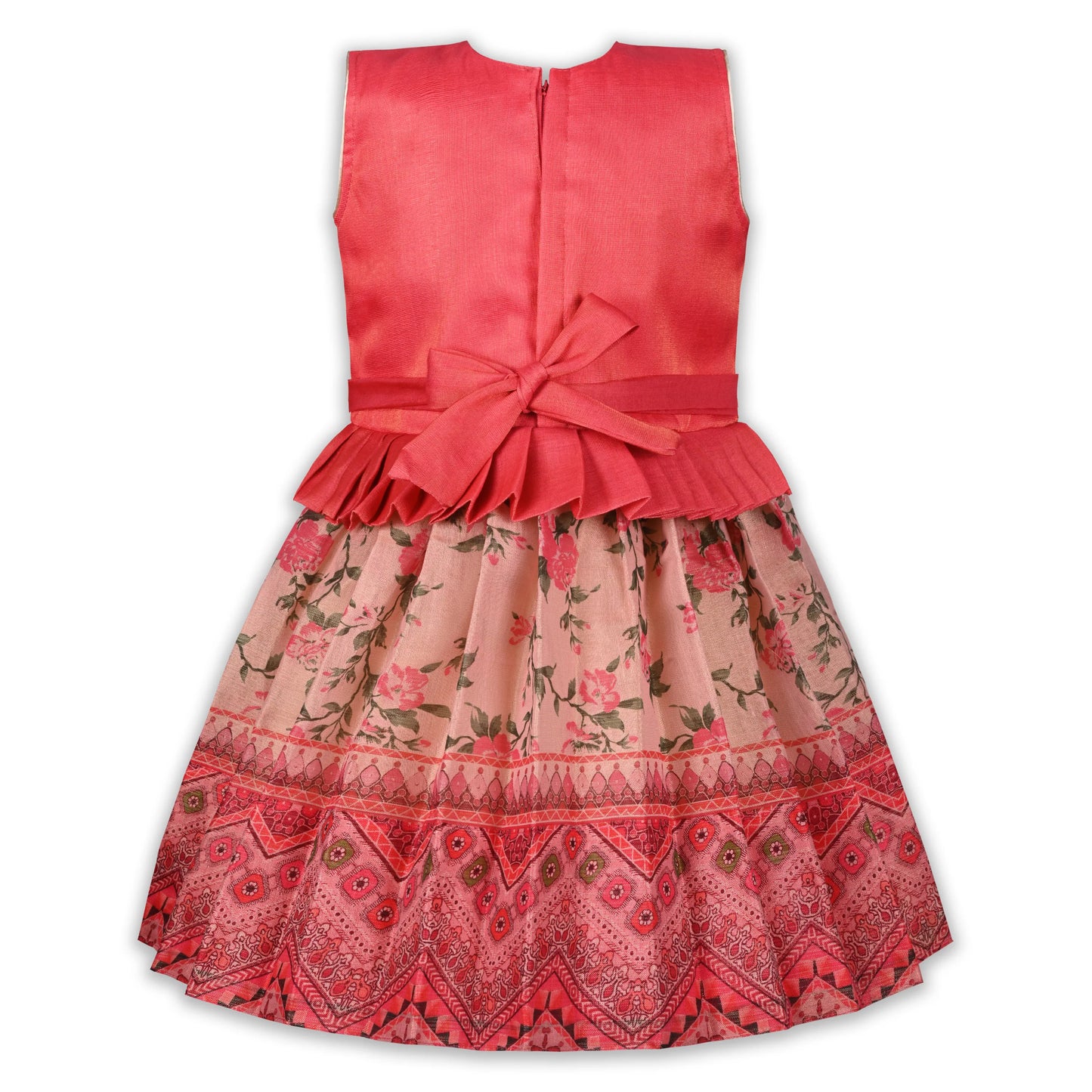 Girls Art Silk Embroidered Party Dress with Tassel Detail | Elegant Kids Festive & Occasion Wear