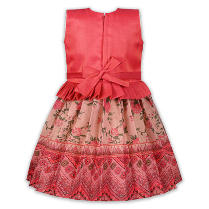 Girls Art Silk Embroidered Party Dress with Tassel Detail | Elegant Kids Festive & Occasion Wear