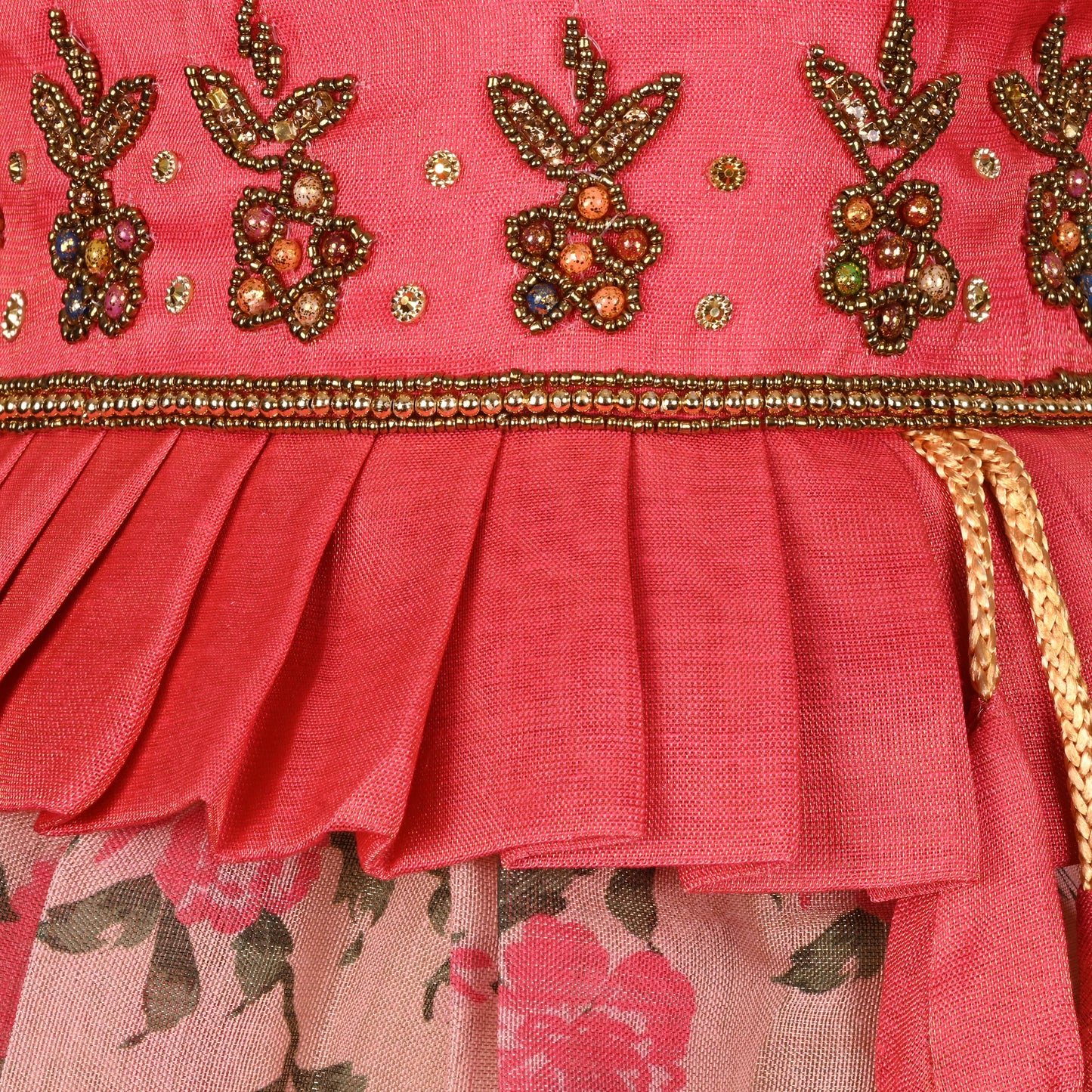 Girls Art Silk Embroidered Party Dress with Tassel Detail | Elegant Kids Festive & Occasion Wear