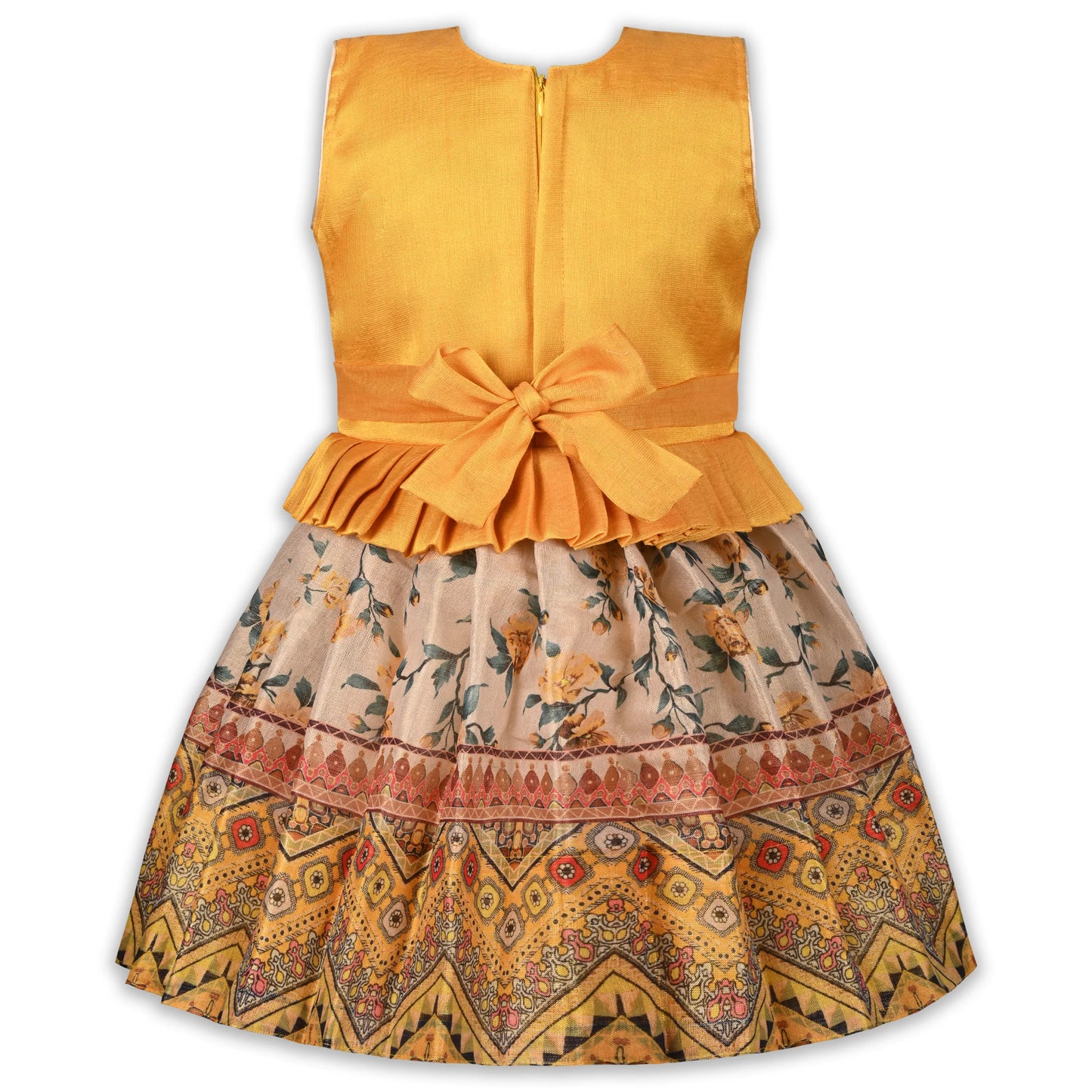 Girls Art Silk Embroidered Party Dress with Tassel Detail | Elegant Kids Festive & Occasion Wear