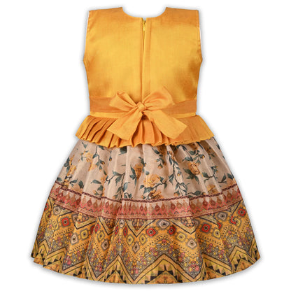 Girls Art Silk Embroidered Party Dress with Tassel Detail | Elegant Kids Festive & Occasion Wear