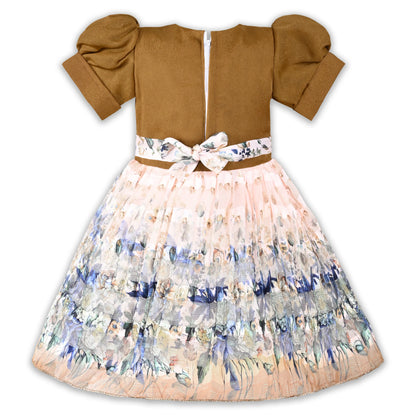 Girls Ethnic Party Wear Dress with Embroidered Bodice & Floral Chiffon Skirt