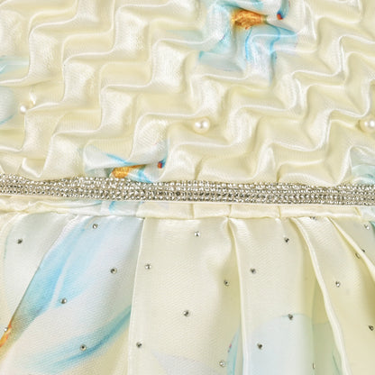 Elegant Kids Floral Party Dress – Satin Fabric | Puff Sleeves | Premium Occasion Wear