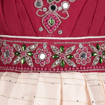 Elegant Kids Party Dress – Satin Fabric | Embroidered Bodice | Floral Print Occasion Wear