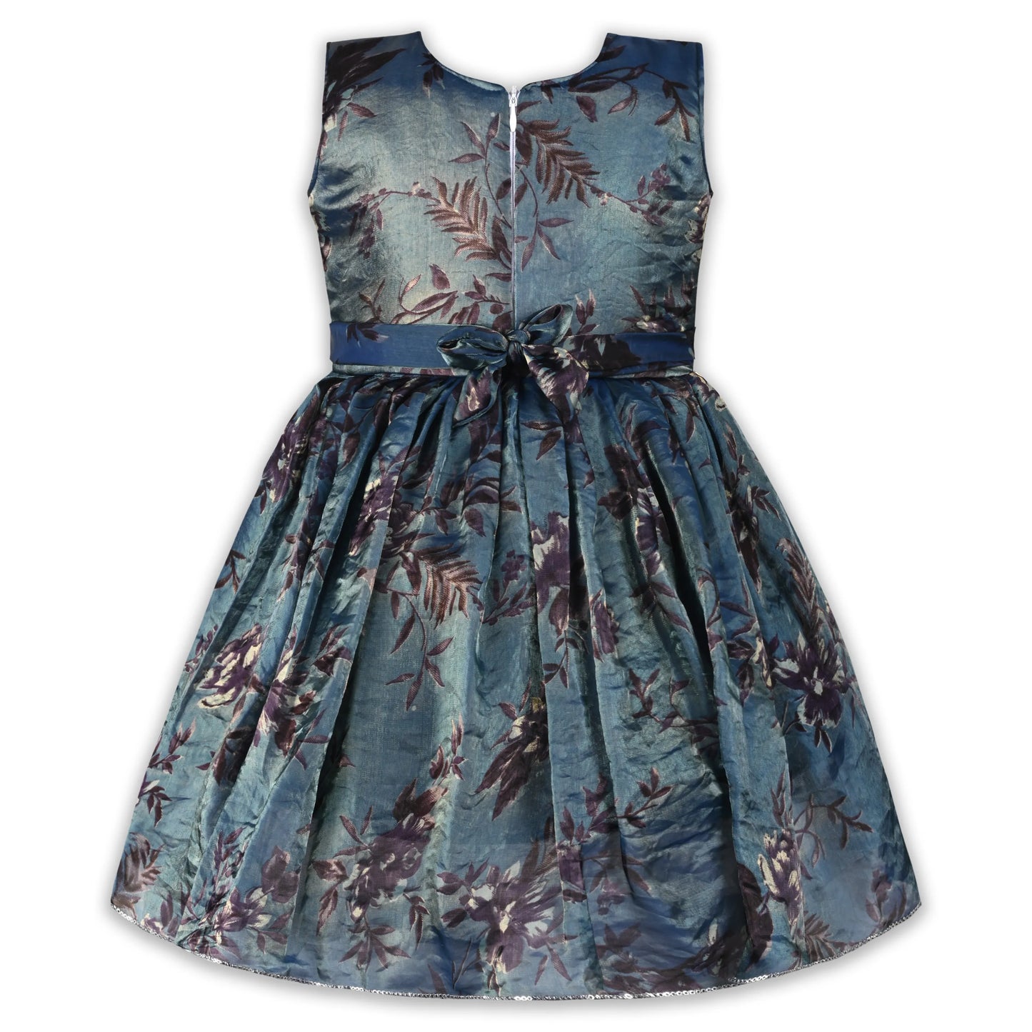 Girls Satin Floral Party Dress with 3D Flower Detail | Premium Kids Festive Wear