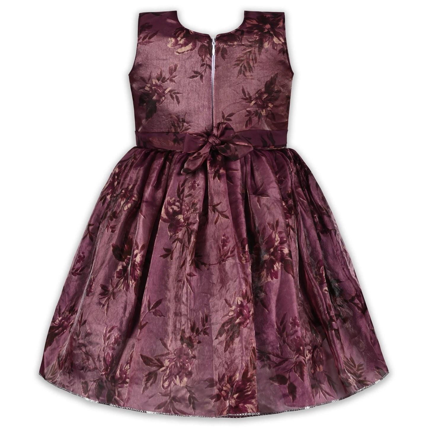 Girls Satin Floral Party Dress with 3D Flower Detail | Premium Kids Festive Wear
