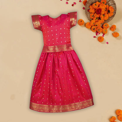 Girls Pattu Pavadai Art Silk Lehenga Choli – Traditional Stitched Ethnic Wear