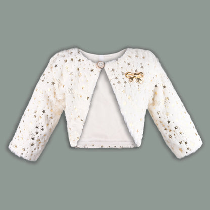 Stylish Premium Girls White Fur Shrug Jacket