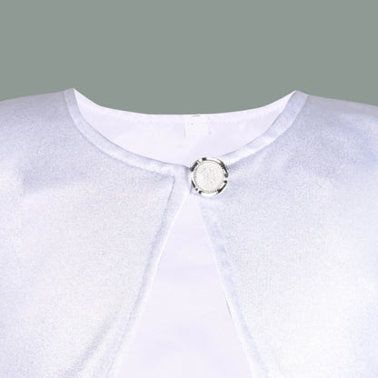 Baby Girls Satin Party Wear Shrug | Silver Satin Jacket for Gowns & Frocks | Wedding & Festive Outfit