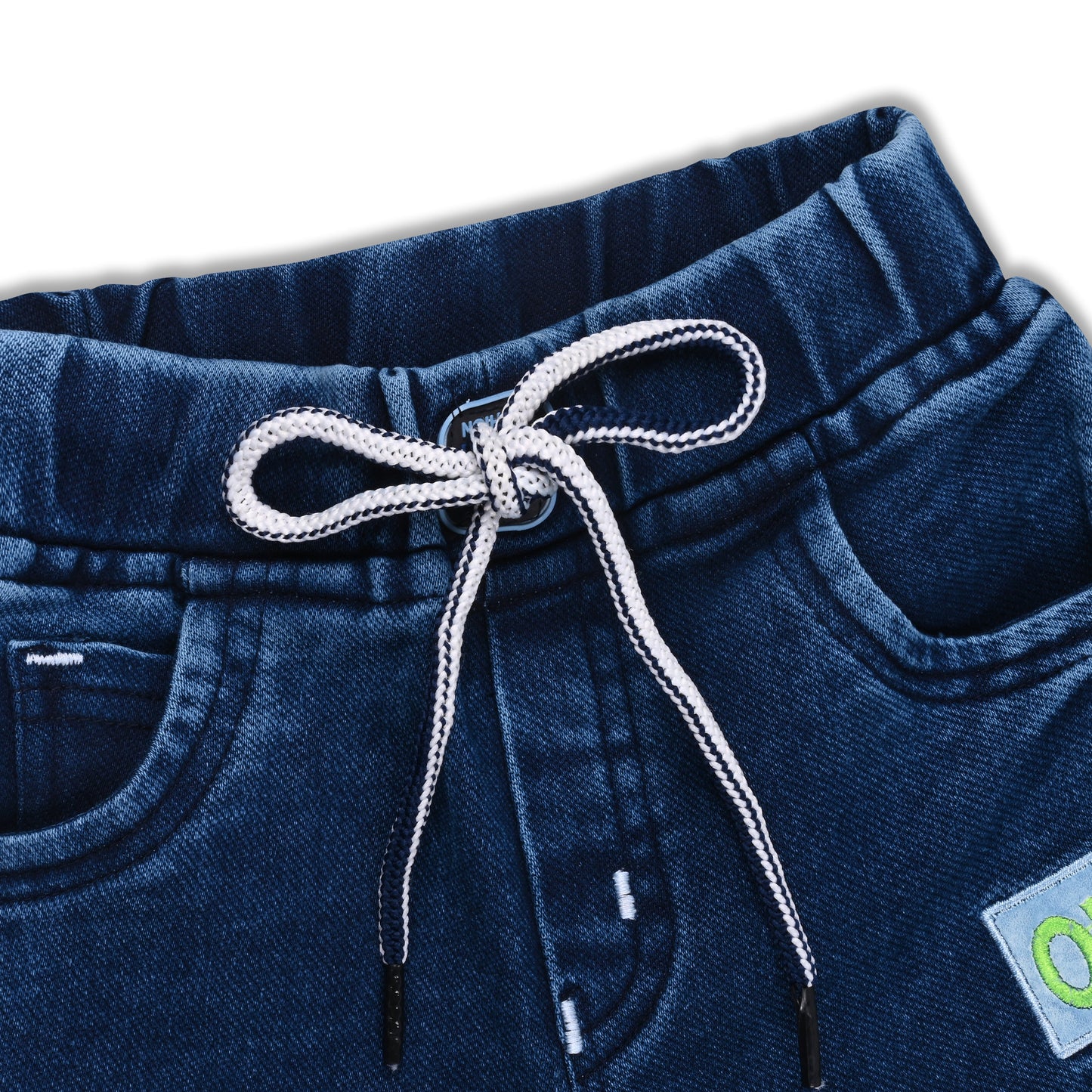 Boysâ€™ Denim Regular Pants with Drawstring Waist & Printed Pattern â€“ Full Length