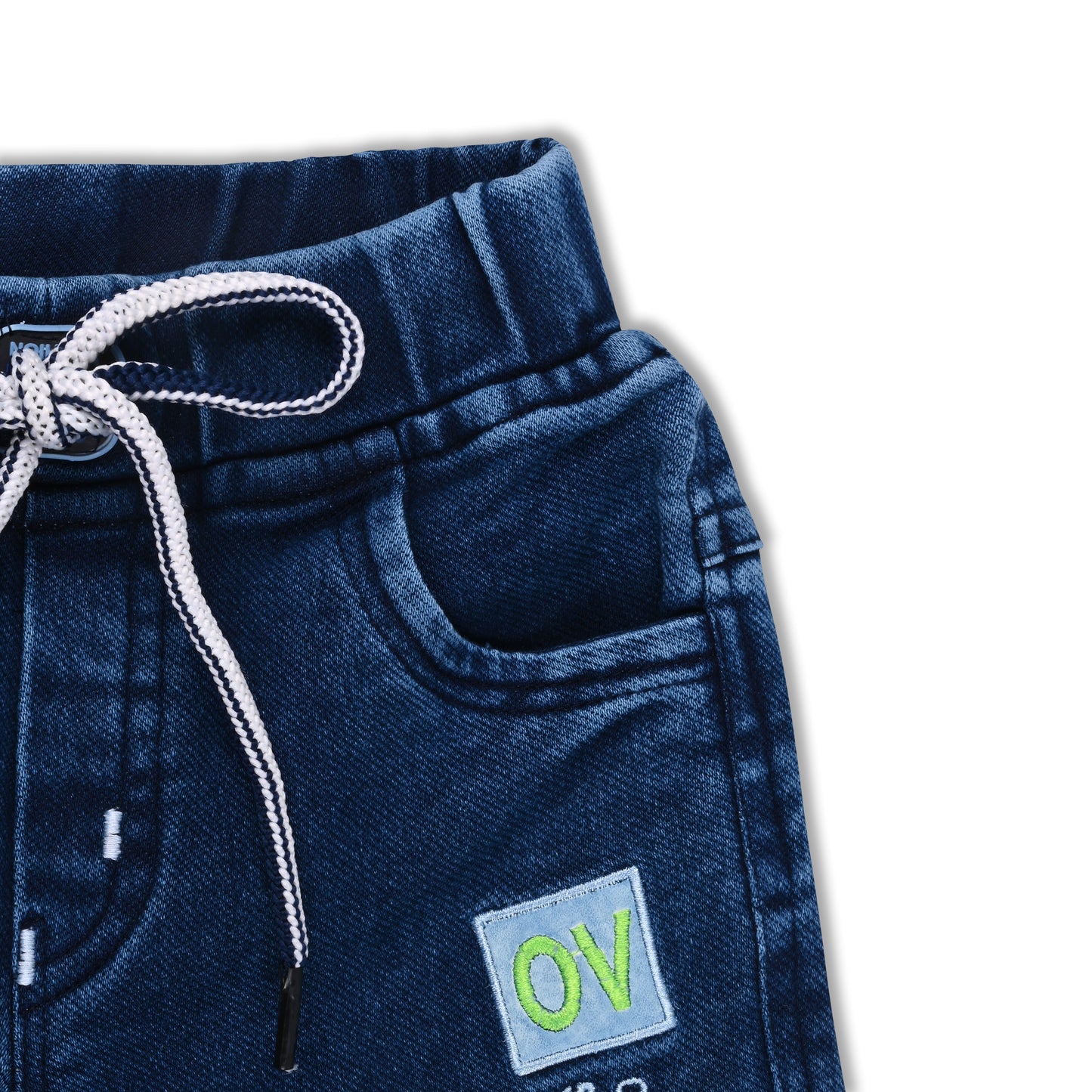 Boysâ€™ Denim Regular Pants with Drawstring Waist & Printed Pattern â€“ Full Length