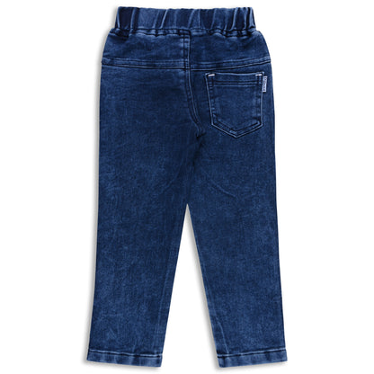 Boysâ€™ Denim Regular Pants with Drawstring Waist & Printed Pattern â€“ Full Length