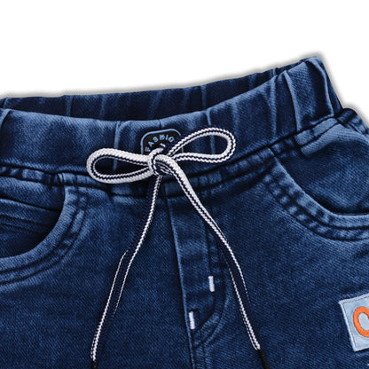Boysâ€™ Denim Regular Pants with Drawstring Waist & Printed Pattern â€“ Full Length