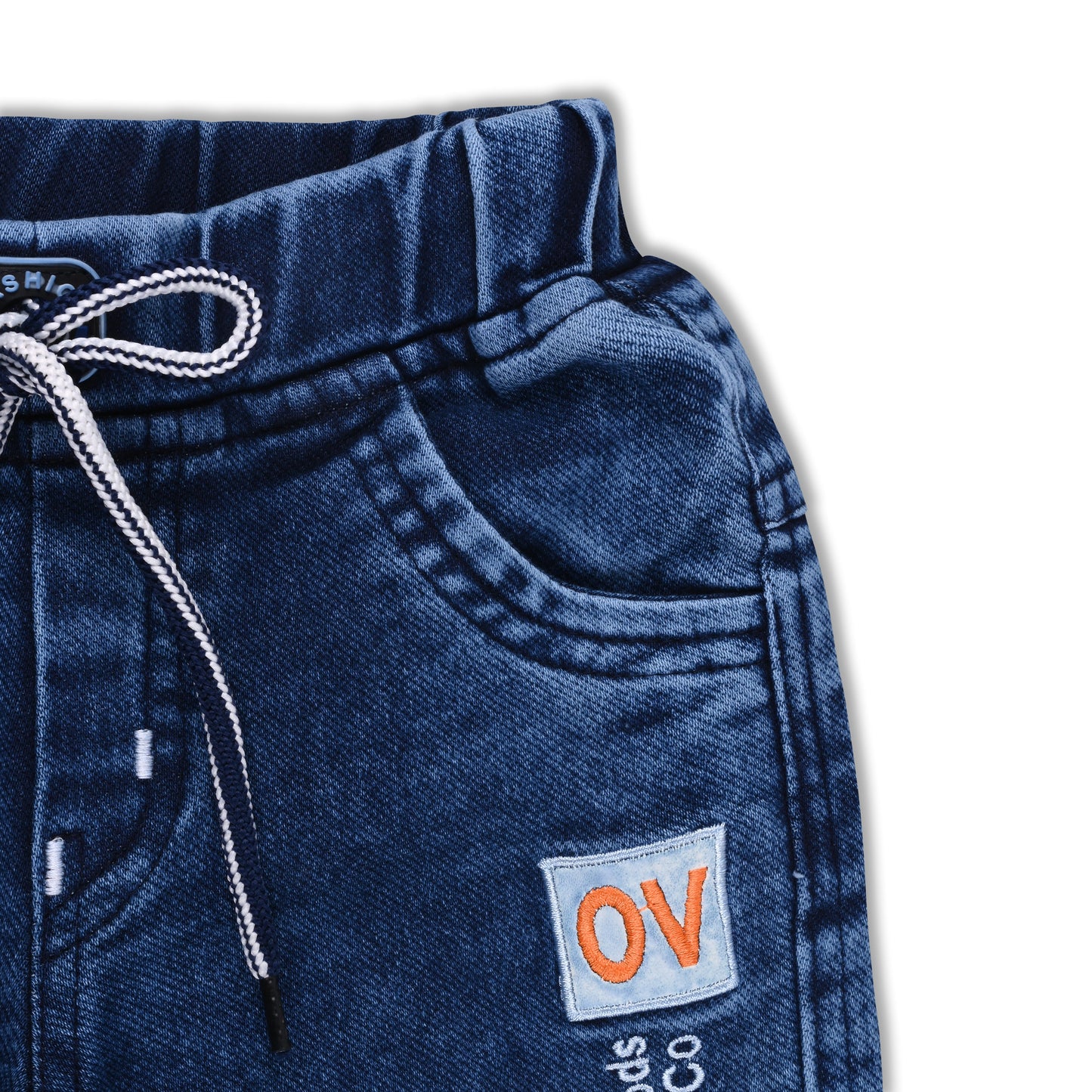 Boysâ€™ Denim Regular Pants with Drawstring Waist & Printed Pattern â€“ Full Length