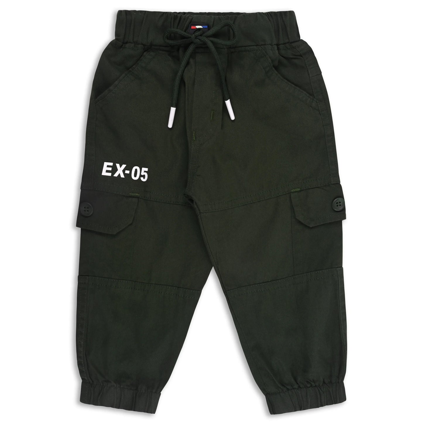 Boys Cotton Denim Cargo Jogger Pants with Drawstring Waist