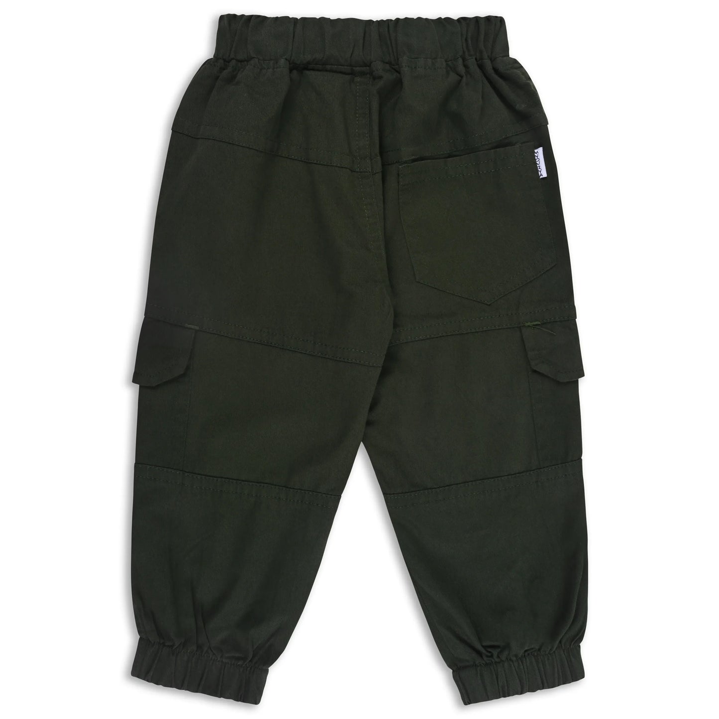 Boys Cotton Denim Cargo Jogger Pants with Drawstring Waist