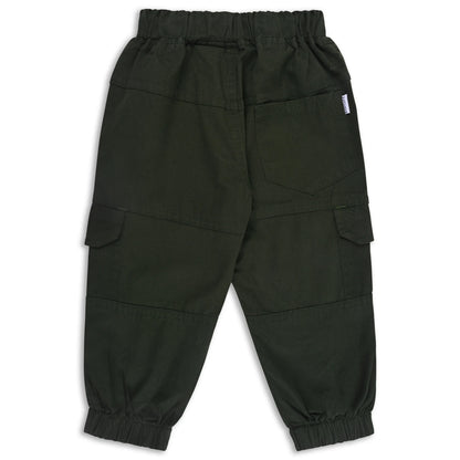 Boys Cotton Denim Cargo Jogger Pants with Drawstring Waist