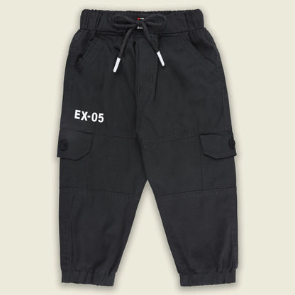 Boys Cotton Denim Cargo Jogger Pants with Drawstring Waist
