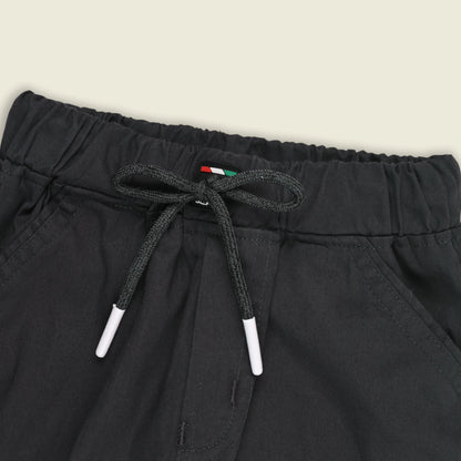Boys Cotton Denim Cargo Jogger Pants with Drawstring Waist