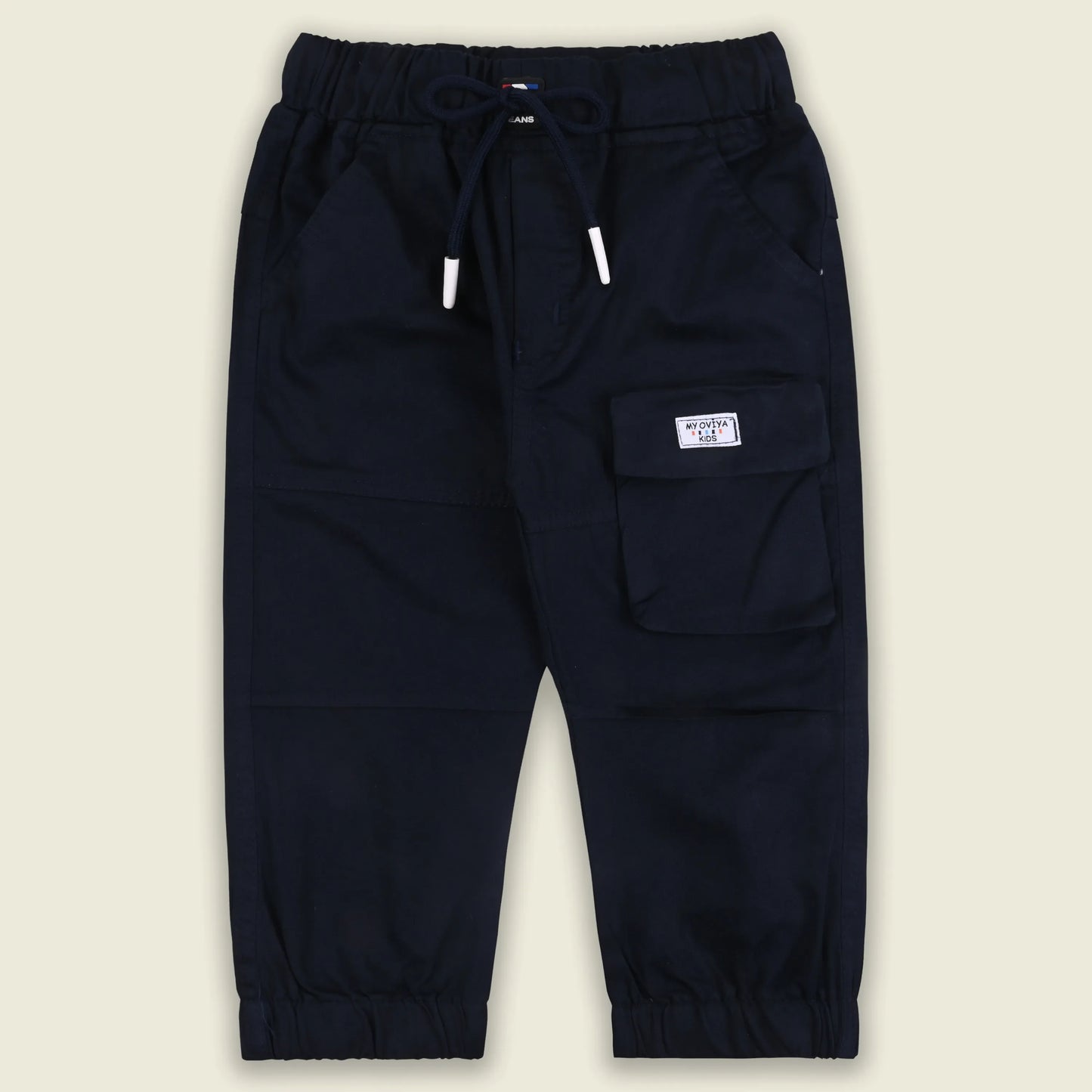 Boys Cotton Cargo Jogger Pants with Drawstring